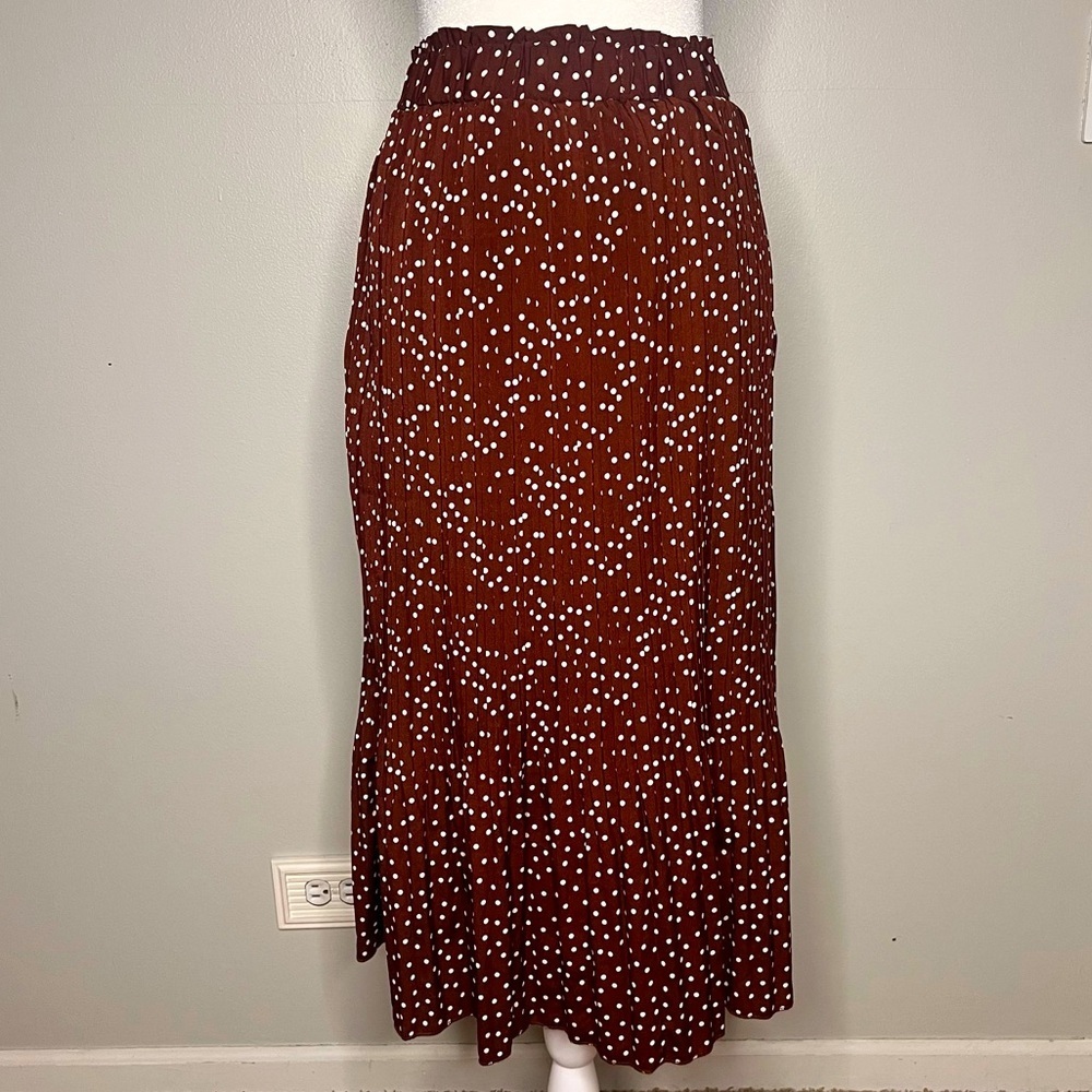 Women’s‎ Brown & White Polka Dot Pleated Skirt Size Small Twee Normcore Career